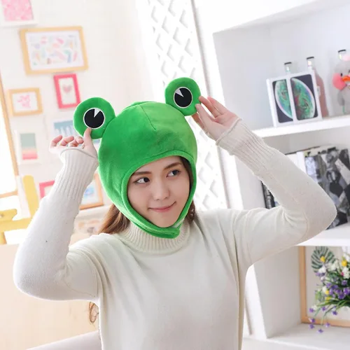 Vista 6 de Lindo gorro de rana de felpa para disfraz de Halloween, fiesta de cosplay