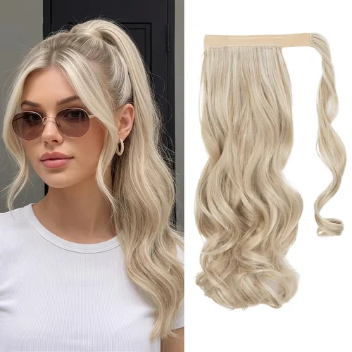 Vista 17 de CJL HAIR 14" Extensión de cola de caballo corta con cabello rizado y ondulado, clip en la cola de caballo, extensión de pelo sintético falso
