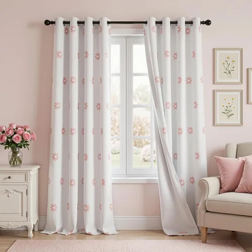 Vista 32 de MYSKY HOME - Cortinas opacas rosadas para dormitorio de niñas de 54 pulgadas de largo, cortinas cortas para tratamiento de ventanas, 100% cortinas