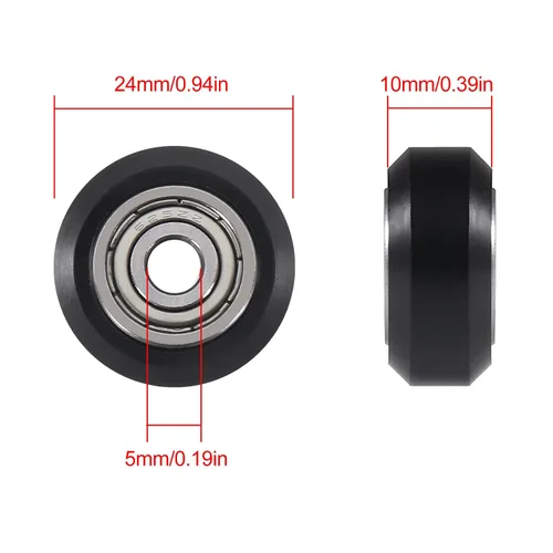 Vista 5 de 20 ruedas de impresora 3D de plástico, polea negra, rodamiento lineal, rueda redonda pasiva para Creality Ender 3, Ender 3 Pro, Ender 5, CR-10