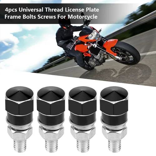 Vista 7 de 4 tornillos para marco de matrícula, tornillos universales para marco de matrícula, tornillos para motocicleta (negro)