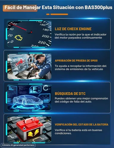 Vista 6 de AUTOPHIX Escáner OBD2 BAS300 Plus 2 en 1 y probador de batería de 12 V Azul lago