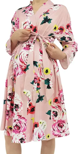 Vista 7 de SUFEINI Conjunto de bata de maternidad y manta de bebé a juego, bata de mamá con manta de recepción para niñas y niños