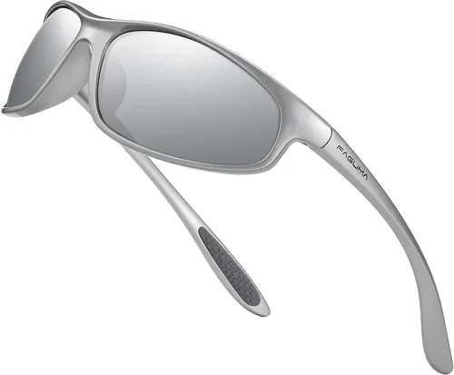 Vista 21 de FAGUMA Gafas de sol deportivas polarizadas para hombres, ciclismo, conducción, pesca, protección UV400 Negro + negro + negro
