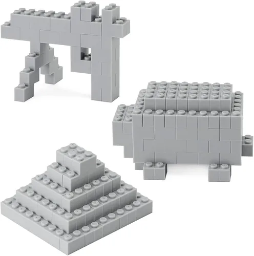 Vista 4 de Ladrillos de 1 x 2 a granel, 450 piezas, gris claro, piezas básicas clásicas, construcción creativa, juego de bloques, accesorios de juguete