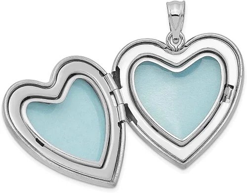Vista 5 de Collar de plata de ley 925 de 0945in con dije de corazón de rosa esmaltado con foto cadena con medallón que sostiene fotos flores jardinería mensaje
