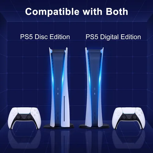 Vista 4 de PS5 Horizontal Stand Compatible with PS5 Disc & Digital Editions, PS5 Stand with Cooling Fan and Controller Charger, PS5 Cooling Station for PS5