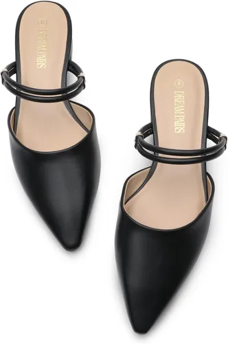 Vista 4 de DREAM PAIRS Zapatos planos para mujer, con punta puntiaguda, de dos vías, sin cordones