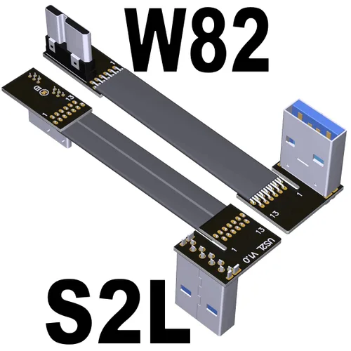 Vista 2 de ADT-Link USB 3.0 tipo A macho a Micro-B macho cinta plana EMI blindaje plano FPC USB 3.0 Micro B conector de ángulo de 90 grados hacia arriba hacia