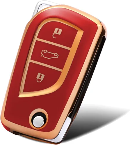 Vista 9 de Compatible con funda para llavero Toyota con patrón dorado, TPU suave, protección de 360 grados, para llave inteligente Fortuner Tundra Camry RAV4