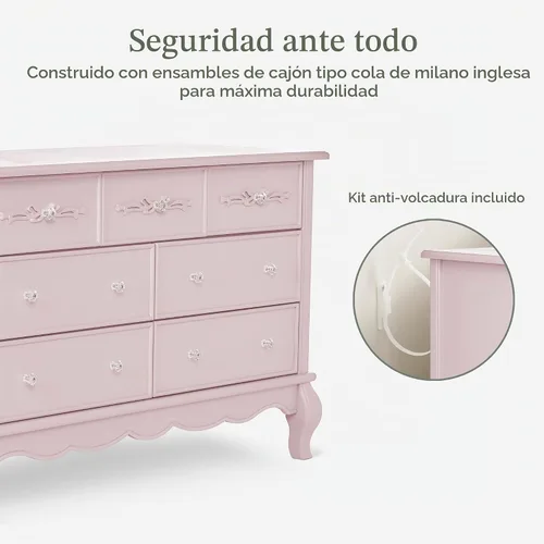 Vista 5 de EvolurAurora 7 Drawer Double Double, Rose Dusty Rosa polvorienta