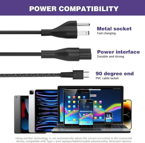 Vista 6 de Nuevo cargador delgado de 65 W para laptop HP cargador USB C reemplazo de computadora, Envy x360/Elitebook x360/Spectre x360/Elite