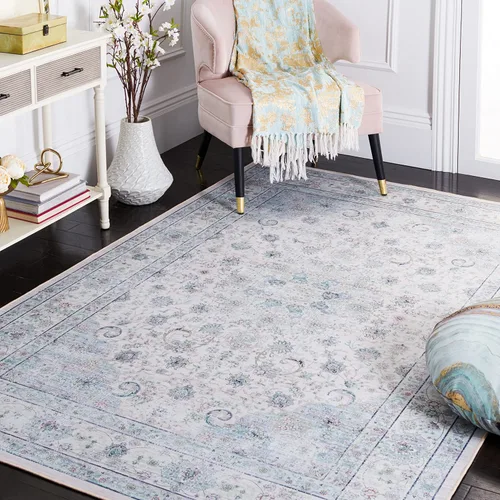 Vista 8 de SAFAVIEH Alfombra lavable Tucson Collection - 2 pies 6 pulgadas x 4 pies, beige y verde, antideslizante, ideal para zonas de alto tráfico