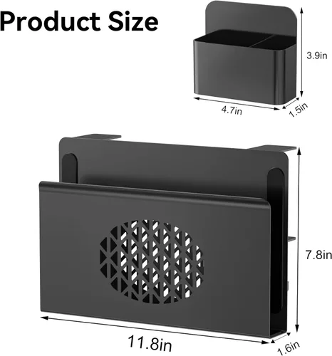 Vista 7 de Almacenamiento lateral de escritorio, soporte de metal para portátil con caja magnética para bolígrafos, organizador con abrazadera debajo