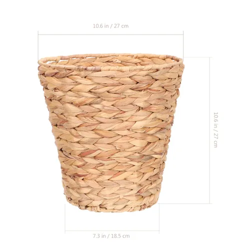 Vista 4 de SEWACC Cubo de basura de mimbre de 10.6 pulgadas, material natural, redondo, cesta de almacenamiento para el hogar, organizador ligero