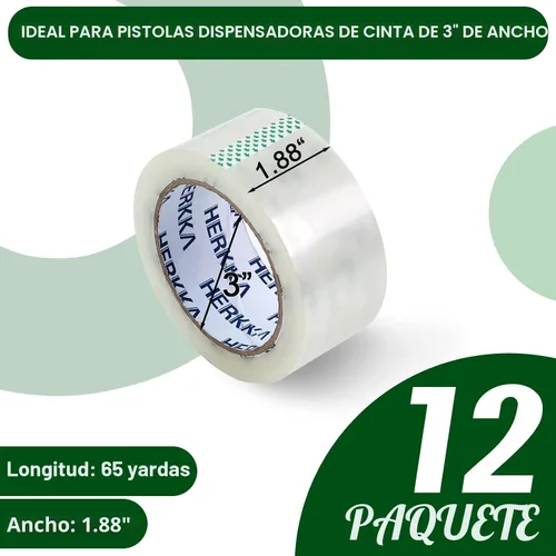 Vista 3 de HERKKA Cinta de Embalaje Transparente, 12 Rollos de Cinta de Embalaje Resistente para Envío, Embalaje, Mudanza y Sellado, Cinta de Embalaje