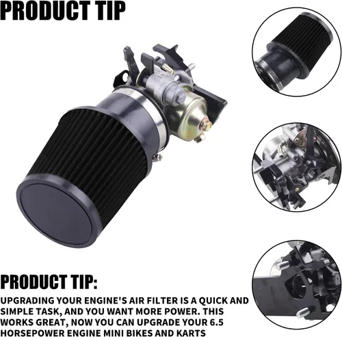 Vista 2 de Kit de Adaptador de Filtro de Aire de Carburador Mejorado de Alto Rendimiento con Bujía de Admisión Compatible con Predator 212cc 6.5 Hp Honda Gx160
