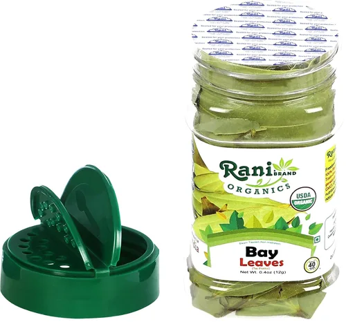 Vista 5 de Rani Organic Bay Leaves (Tej Patta) Especias enteras seleccionadas a mano Extra grandes 0.4oz (12g) Frasco PET ~ Todo natural Apto para gluten
