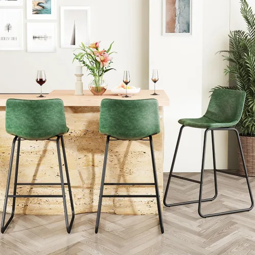 Vista 19 de YaFiti - Juego de 2 sillas de comedor de 18 pulgadas, sillas modernas tapizadas para comedor con cojines de piel sintética y patas de metal, silla