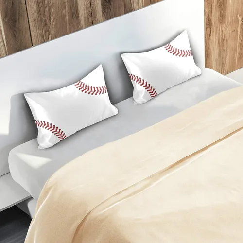 Vista 7 de Fundas de almohada Blueangle con diseño de rayas de béisbol – Fundas de almohada suaves y transpirables – Lavables a máquina – Fundas de almohada