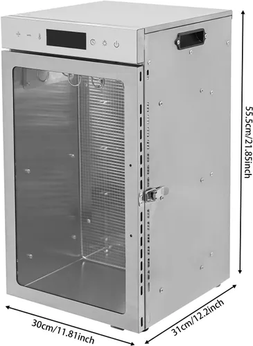 Vista 2 de Stainless Steel Biltong Drying Box with Light & 12 Hooks, 800W 24.5Qt