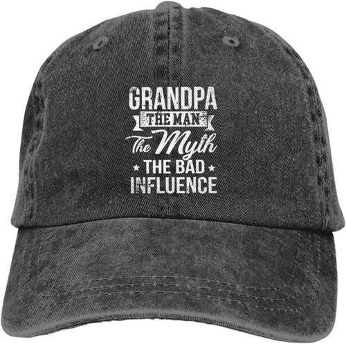 Vista 9 de Sombrero de camionero vintage para adulto, abuelo hombre, mito mala influencia, gorra de béisbol divertida