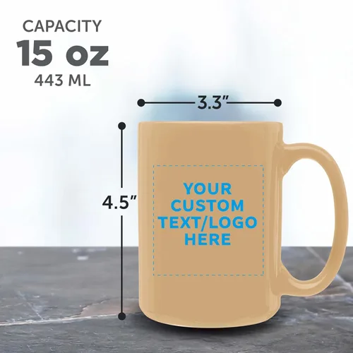 Vista 5 de DISCOUNT PROMOS Tazas de café de cerámica grandes personalizadas de 15 onzas, juego de 10/50/100, paquete personalizado a granel, perfecto