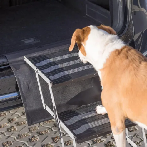 Vista 7 de TRIXIE Escalones plegables de aluminio para mascotas para perros de hasta 165 libras ajustables de 19.5 a 27.5 pulgadas