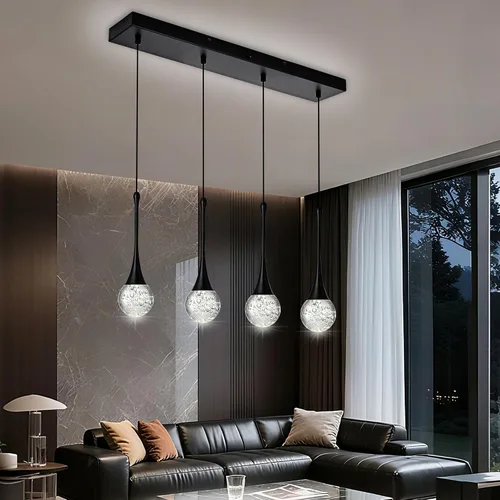 Vista 14 de Candelabro de 5 luces de cristal cepillado dorado, regulable, con forma de gota de lluvia, lámpara colgante en espiral ajustable de lujo
