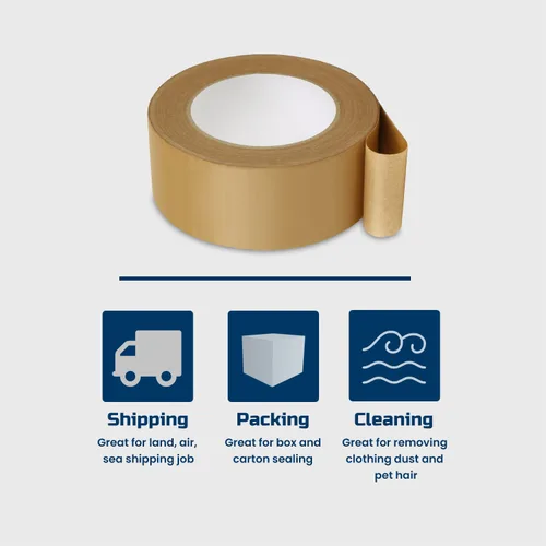 Vista 4 de Lichamp Cinta de embalaje de papel Kraft, cinta de envío marrón engomada para cajas y cartones, 2 pulgadas x 55 yardas x 7 mil