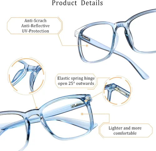 Vista 2 de LifeArt 2 pares de anteojos de bloqueo de luz azul con bisagra de resorte, anteojos para computadora, anteojos de juegos, gafas de TV para mujeres