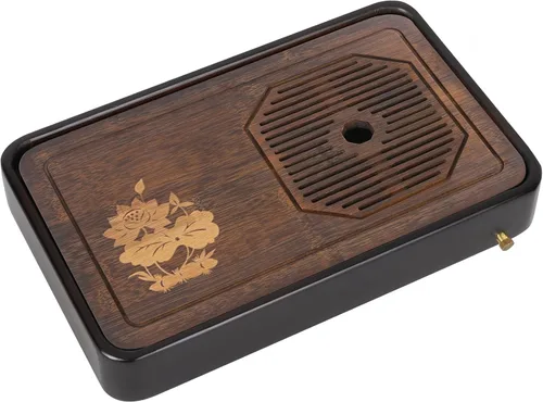 Vista 10 de Ufine Bandeja de té de gongfu de bambú de 15 pulgadas con drenaje de almacenamiento de agua Bandeja de servir de té chino Kung Fu Bandeja de mesa