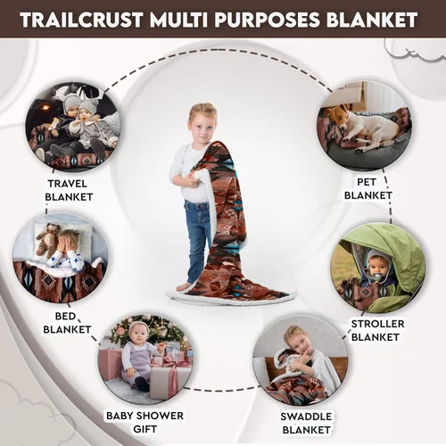 Vista 4 de Manta de forro polar sherpa ultrasuave acogedora manta de bebé de felpa para niños reversible con estampados aztecas lavable Tamaño amplio