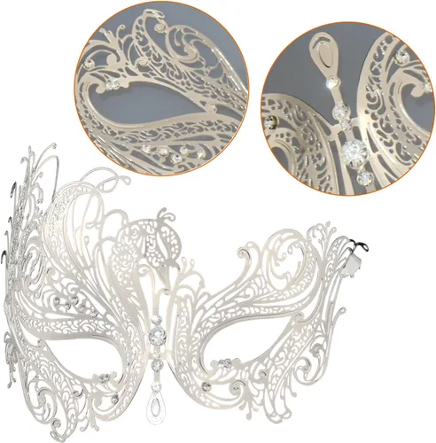 Vista 5 de Thmyo Paquete de 2 máscaras para parejas, carnaval veneciano, Mardi Gras, máscara de baile