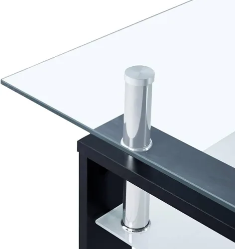Vista 7 de Mesas de Centro para sala Juego de mesa de comedor negro y transparente de 37.4 x 21.7 x 15.7 pulgadas, vidrio templado, adecuado para dormitorios