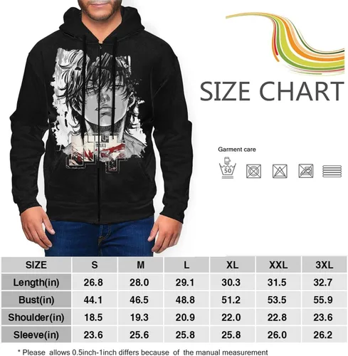 Vista 4 de HARIBHAKT Anime Baki The Grappler Baki Hanma - Sudaderas con capucha para hombre con cremallera completa