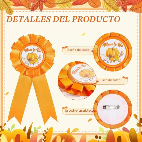 Vista 5 de Ceenna Decoraciones de otoño para baby shower, banda de calabaza para mamá