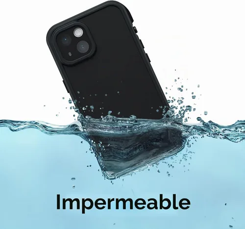 Vista 3 de OtterBox FRē Series - Funda impermeable con MagSafe (diseñada por LifeProof) para iPhone 14 Plus, color negro