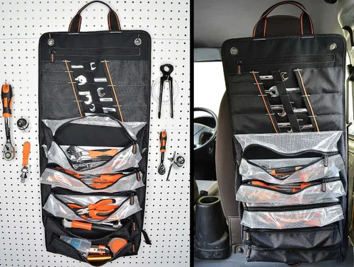 Vista 3 de Rollo de herramientas para hombre, bolsa enrollable de herramientas, bolsa de herramientas enrollable, organizador de rollos de herramientas, bolsas