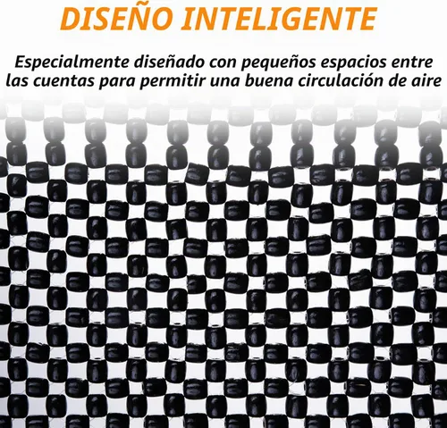 Vista 5 de ZONETECH Funda para Asiento con Cuentas de Madera y Diseño Encordado en Negro - Cojín Masajeador para Conductor de Vehículo de Calidad Superior