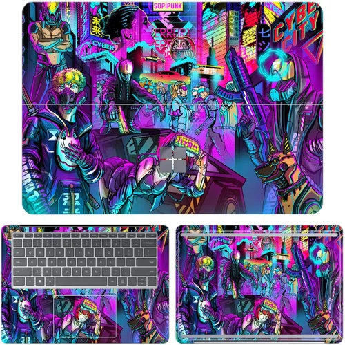 Vista 13 de SopiGuard Adhesivo para Microsoft Surface Laptop Studio 2021, envoltura de vinilo de borde a borde, incluye parte superior, teclado, paneles