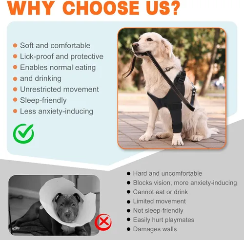 Vista 5 de Protector de codo de perro para artritis, úlceras por presión, displasia, callos - Manga transpirable ajustable para la pierna delantera del perro