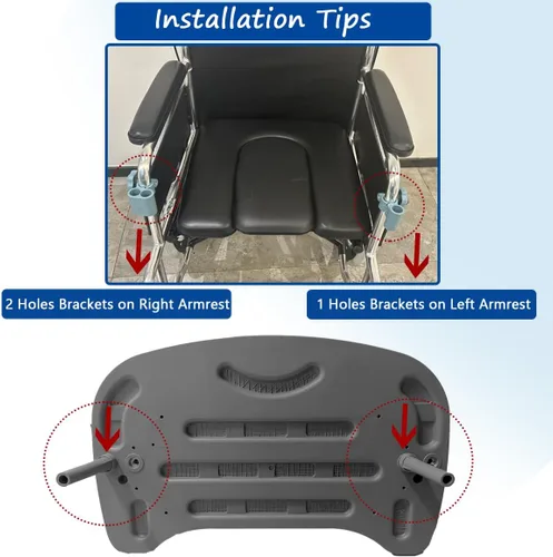 Vista 3 de Mesa de bandeja para silla de ruedas - Mesa de escritorio extraíble para silla de ruedas, tablero de regazo, ayuda para comer para paciente de Negro