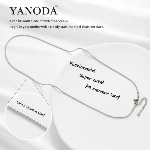 Vista 4 de YANODA Collar de espiga para mujer, collares de oro de 14 quilates para mujer, delicado collar de oro en capas para mujer, collar de cadena