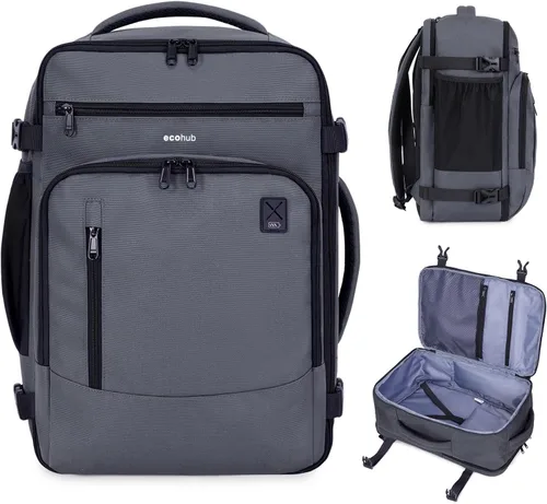 Vista 13 de ECOHUB Mochila de Viaje Mochila de Equipaje de Mano Carry on Backpack Water Resistant Fit 15.6" Laptop AirTag Pocket, Lightweight Casual Daypack