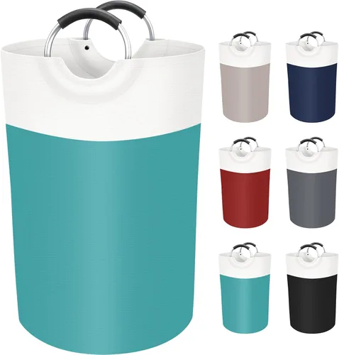 Vista 21 de BlissTotes - Canasta de lavandería de 75 litros, cesta de ropa independiente, cesta de ropa sucia plegable, tela impermeable con asas de aluminio
