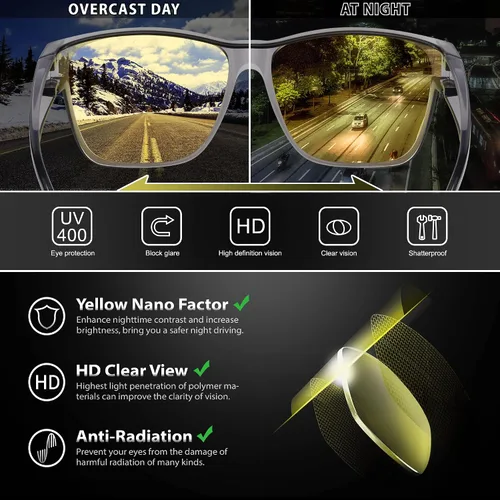 Vista 6 de Peekaco Gafas de sol que se ajustan sobre gafas para hombres y mujeres, lentes de sol polarizados cuadrados ligeros para usar sobre anteojos