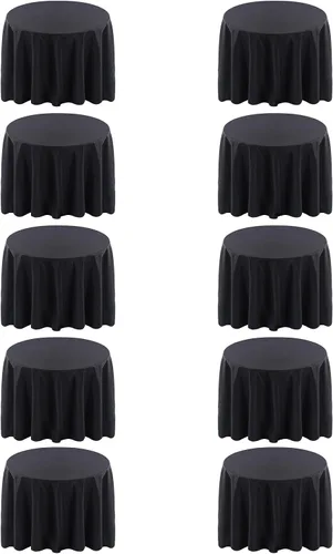 Vista 19 de Surmente Mantel cuadrado para mesas cuadradas o redondas, 100% poliéster, 52 x 52 pulgadas, mantel para bodas, banquetes o restaurantes (negro)