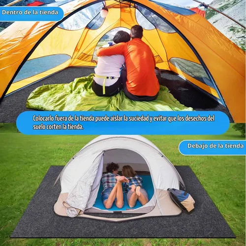 Vista 7 de Alfombra de Carpa para Acampar, Alfombra Impermeable para Tienda Interior/Exterior, Forro Protector Impermeable que te Mantiene Caliente y Seco Gris