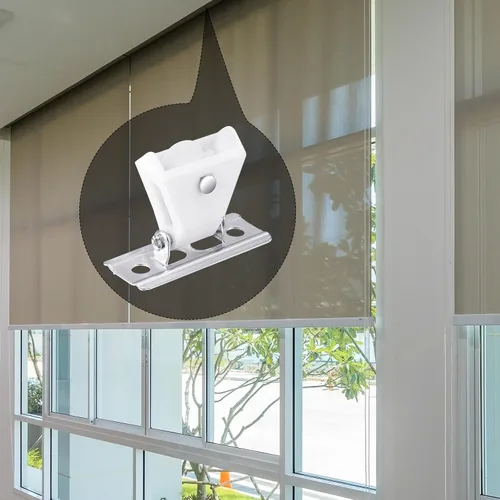 Vista 5 de 10 poleas romanas de plástico blanco, mecanismo de bloqueo de cordón de plástico blanco, accesorios de persiana romana, piezas para persianas